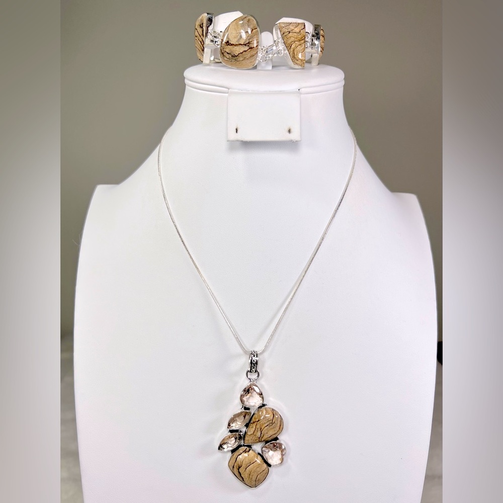 Picture Jasper 925 Gemstone Pendant & Bracelet